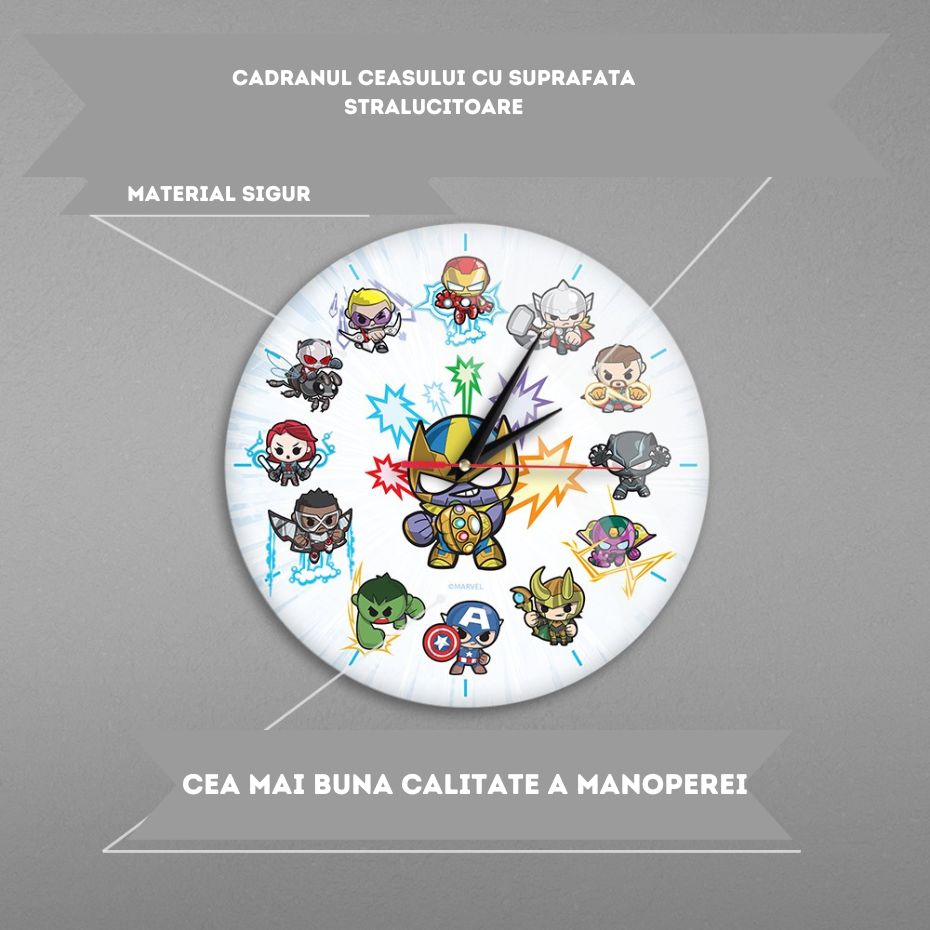 Ceas de Perete cu Licenta Super Eroi Marvel Avengers-Multicolor - 2 | YEO